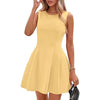 Sleeveless Solid Color Pleated Dress | Flared Midi Casual by FitiqueFit