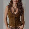 Fashionable Elegant And Sexy Olive-green Buttoned Slim-fit Cardigan Vest by My Store