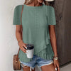 Women’s Casual Solid Color Short Sleeve Crew Neck Top by FitiqueFit