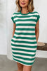 Simple Contrast Striped Round Neck Short Sleeve Mini Dress Casual & Comfortable Everyday Dress for Women by Stevvex