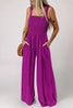 Peacock Blue Smocked Square Neck Sleeveless Jumpsuit with Pockets by Wild and Free Boutique