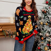 Loose Casual Women’s Christmas Tree Contrast-Color Jacquard Sweater by FitiqueFit