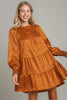 Smocked Leopard Long Sleeve Tiered Dress – Smocked Bodice, Bold Leopard Print, Tiered Design, Frill Details, Chic Dress for Casual and Semi-Formal Occasions by Stevvex