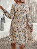 Tiered Floral Round Neck Long Sleeve Dress Elegant Summer Lightweight Breathable Dress by Stevvex