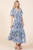 New Summer Floral Tie Waist Flutter Sleeve Tiered Dress For Women – Feminine, Elegant, Cheerful, Bohemian Chic, Flowy & Graceful by Stevvex