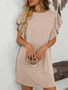 Ruffled Round Neck Short Sleeve Dress Feminine Simple Classic Dress Breathable And Comfy Dress by Stevvex