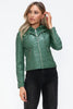 Women Classic Snobbish Faux Leather Zip-Up Drawstring Hooded Jacket Edgy & Casual PU Leather Jacket For Streetwear by Stevvex