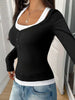 Contrast Long Sleeve Fake Two-Piece T-Shirt by Simply Love