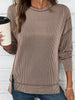 Side Slit Round Neck Sweatshirt by Wild and Free Boutique