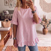Women's Striped Ruffle-Sleeve Loose-Fit Blouse – Three-Quarter Sleeve by FitiqueFit