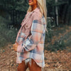 Women's Notch Lapel Check Print Long Sleeve Shirt by FitiqueFit
