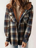 Plaid Snap Down Plush Hooded Jacket Soft & Warm Women Outerwear Cozy And Comfortable Jacket by Stevvex