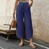 🌿 Women's Cotton-Linen Cropped Drawstring Pants by FitiqueFit