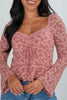 Peach Blossom Drawstring Knot Detail Floral Lace Blouse by Wild and Free Boutique