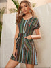 Printed Short Sleeve Mini Dress