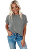 Rose Red Textured Knit Exposed Stitching T-shirt