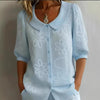 Women's Loose-Fit Retro 3D Embroidered Floral Shirt – Buttoned Casual Top by FitiqueFit