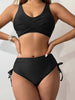Bikini Twist Front V Neck High Waist 2 Piece Bikini Set for Women – Stretchy Tie Back Swimsuit with Drawstring Lace Up and Comfortable Fit – Trendy Solid Color Swimwear for Beach Days Pool Parties and Summer Vacations by Stevvex