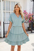 Short Sleeve Tiered Mini Dress Feminine & Flowy Modern Women Summer Dress by Stevvex