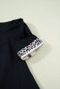 Black Leopard Trim Notched Neck Short Puff Sleeve Shift Mini Dress by Wild and Free Boutique