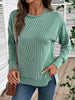 Side Slit Round Neck Sweatshirt by Wild and Free Boutique