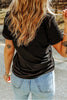 Black Happy Easter Bunny Flower Printed Casual Tee by Wild and Free Boutique