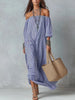 Women's Striped Loose-Fit Flared Maxi Dress – Holiday & Vacation by FitiqueFit