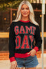 White GAME DAY Letter Graphic Varsity Striped Detail Baggy Sweatshirt by Wild and Free Boutique