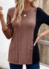 Color Block Ribbed Knit T-Shirt by Simply Love