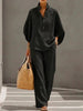 Women’s Casual Shirt and Full-Length Pants Set by FitiqueFit
