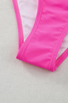 Pink Scalloped Criss Cross High Waist Bikini