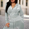 Zip Pocket Drawstring Hooded Crop Top & Slim Fit Pocket Pants by FitiqueFit