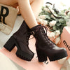 Women’s Chunky Heel PU Martin Boots | Large Size High Heel Boots by FitiqueFit