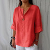 Women's V-Neck Long-Sleeve Button Top – Loose Fit Casual Blouse by FitiqueFit