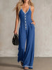 Women's V-Neck Backless Wide-Leg Jumpsuit – High Waist Casual by FitiqueFit