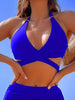 Coastal Curve Halter Bikini Set for Women – V-Neck Crisscross Drawstring Swimsuit with Chic Ring Detail & High-Waisted Boxer Shorts for Summer – Sleek Two-Piece Nylon Swimwear for Women’s Beach & Poolside Style by Stevvex