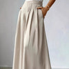 Women's High-Waist Pleated Wide-Leg Pants – Relaxed Bohemian Linen by FitiqueFit