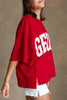 Racing Red GEORGIE Letter Printed Raw Seam Drop Shoulder Loose Tee by Wild and Free Boutique