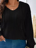 Ribbed Knit Drawstring Hooded T-Shirt by Simply Love