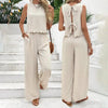 Elegant 2-Piece Matching Set, Sleeveless Crop Top And Wide Leg Pants Outfits by FitiqueFit