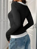 Contrast Long Sleeve Fake Two-Piece T-Shirt by Simply Love