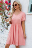 V-Neck Balloon Short Sleeve Dress