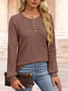 Ribbed Knit Button-Front Long Sleeve T-Shirt by Simply Love