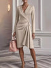 Front Ruched V-Neck Long Sleeve Dress by Wild and Free Boutique