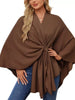 Solid Color Tie-Front Knit Cape Top by Wild and Free Boutique