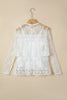 White 2pcs Sheer Floral Lace Ruffle Tiered Patchwork Blouse by Wild and Free Boutique