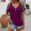 Women's Rhinestone Cut-Out Short-Sleeve Top with Chain Detail by FitiqueFit
