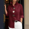 Stand-Up Collar Metal Button Long Sleeve Shirt – Women’s Loose Fit by FitiqueFit