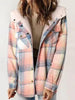 Plaid Snap Down Plush Hooded Jacket Soft & Warm Women Outerwear Cozy And Comfortable Jacket by Stevvex