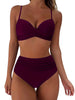 Tropical Vibe High Waist Bikini Set – Flirty V-Neck Swimsuit with Layered Colorblock High Cut Bottom Crisscross Strap Detail & Ultra-Stretch Comfort – Women's Two Piece Swimwear for Summer Beach Pool & Vacation Fun by Stevvex